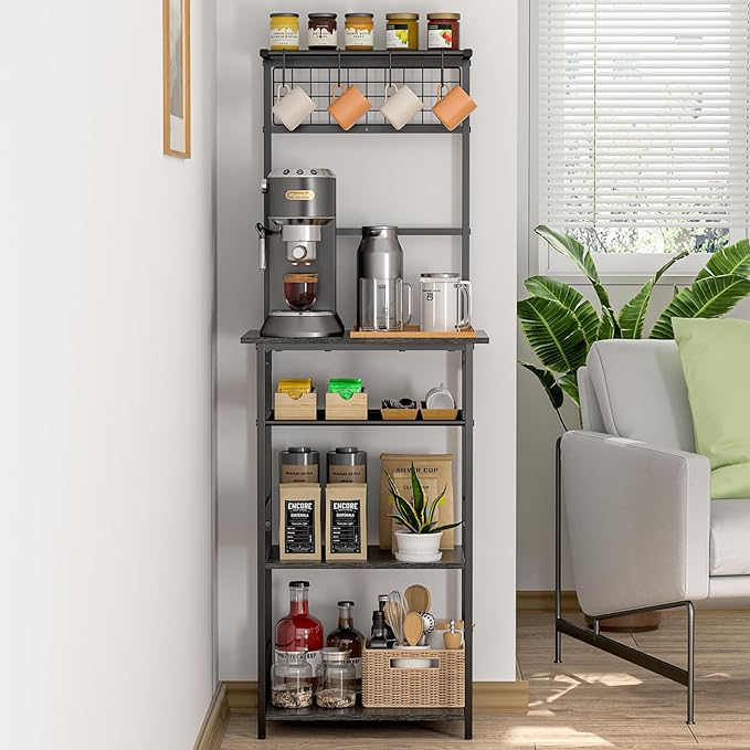Coffee Stand Station with 4 S-Shaped Hooks, Farmhouse Corner