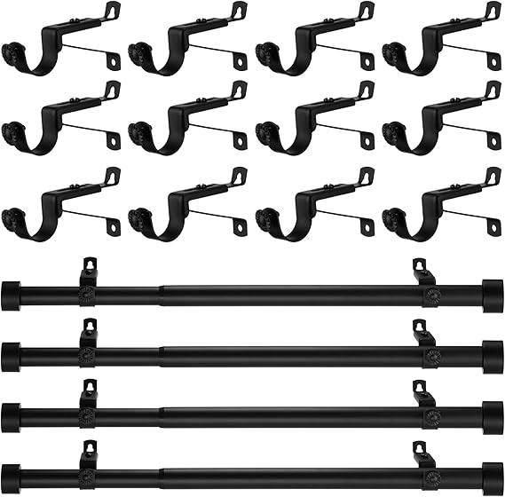 4 Packs Curtain Rods for Windows 32-84 Inch Adjustable Curtain Rod Set Heavy Duty