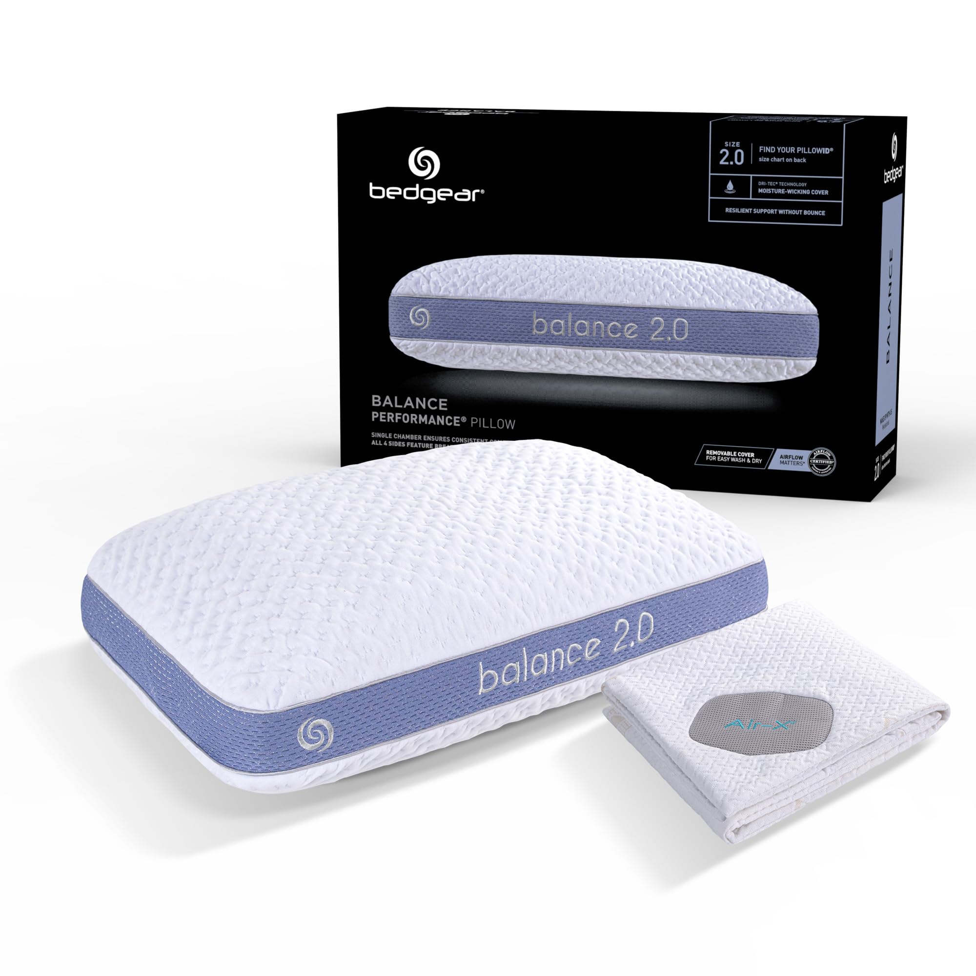 Balance Size 2.0 Pillow & Dri-Tec Protector - Queen Size - Sleep Essentials Bundle