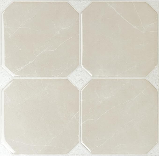 Peel and Stick Backsplash - 5 Sheets of 7,66" x 7,66" Betera Beige - 3D Adhesive