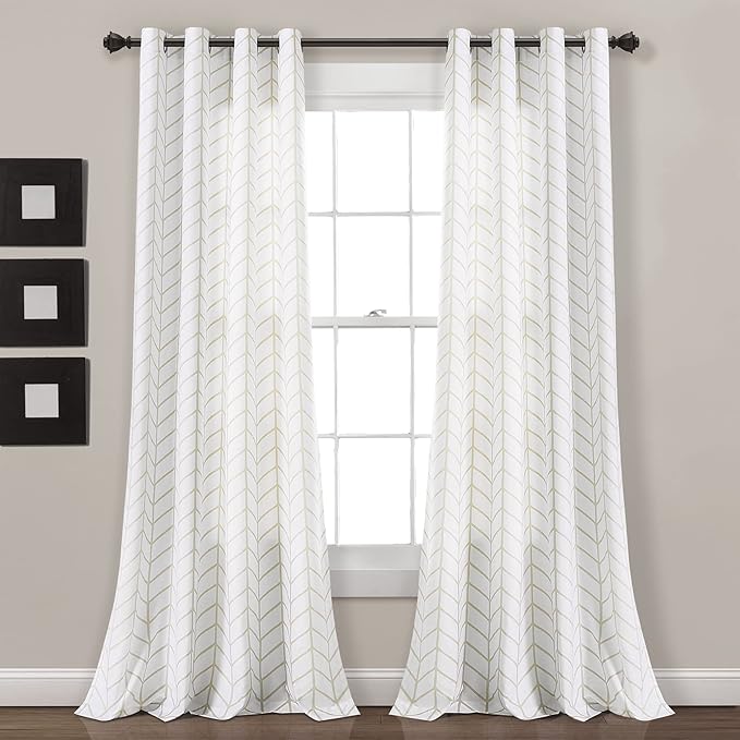 Calia Chevron Geo Window Curtain Panel Pair, 84" L x 52" W, Gray