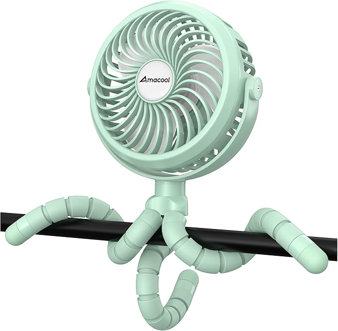 Battery Operated Stroller Fan Flexible Tripod Clip On Fan with 3 Speeds and Rotatable