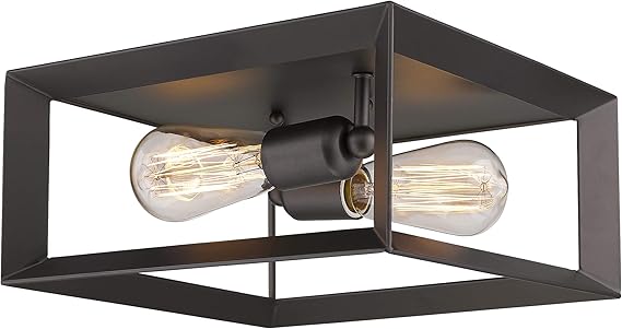 2-Light Flush Mount Ceiling Light, 11 Inch Farmhouse Ceiling Light Fixture for Bedroom