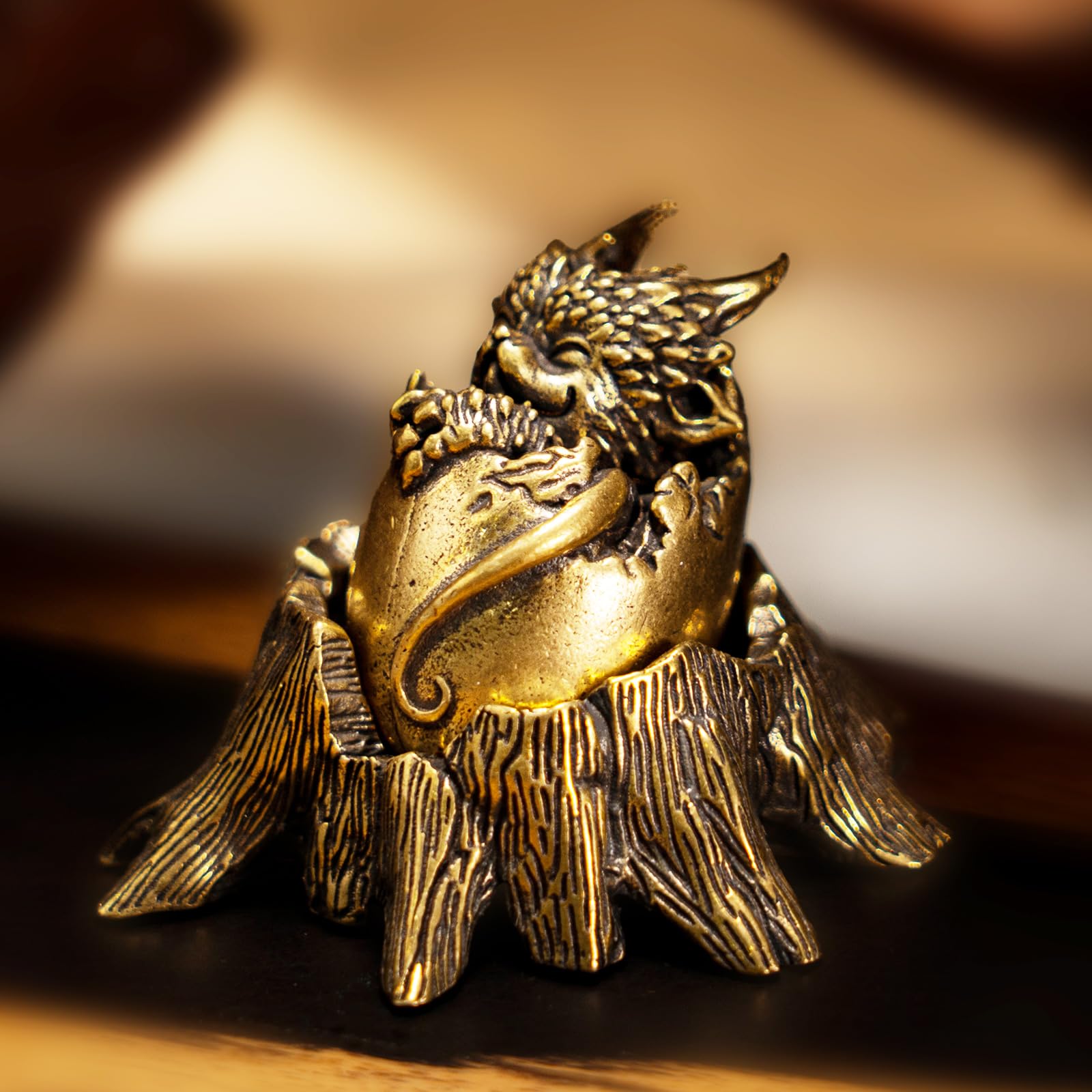 Cat Dragon Egg: Vintage Brass Statue Art Crafts, an Exquisite Decorative Ensemble Ideal