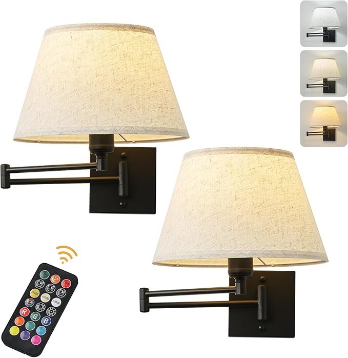Operated Wall Sconces Set of Two with Remote Control, Rechargeable Cordless