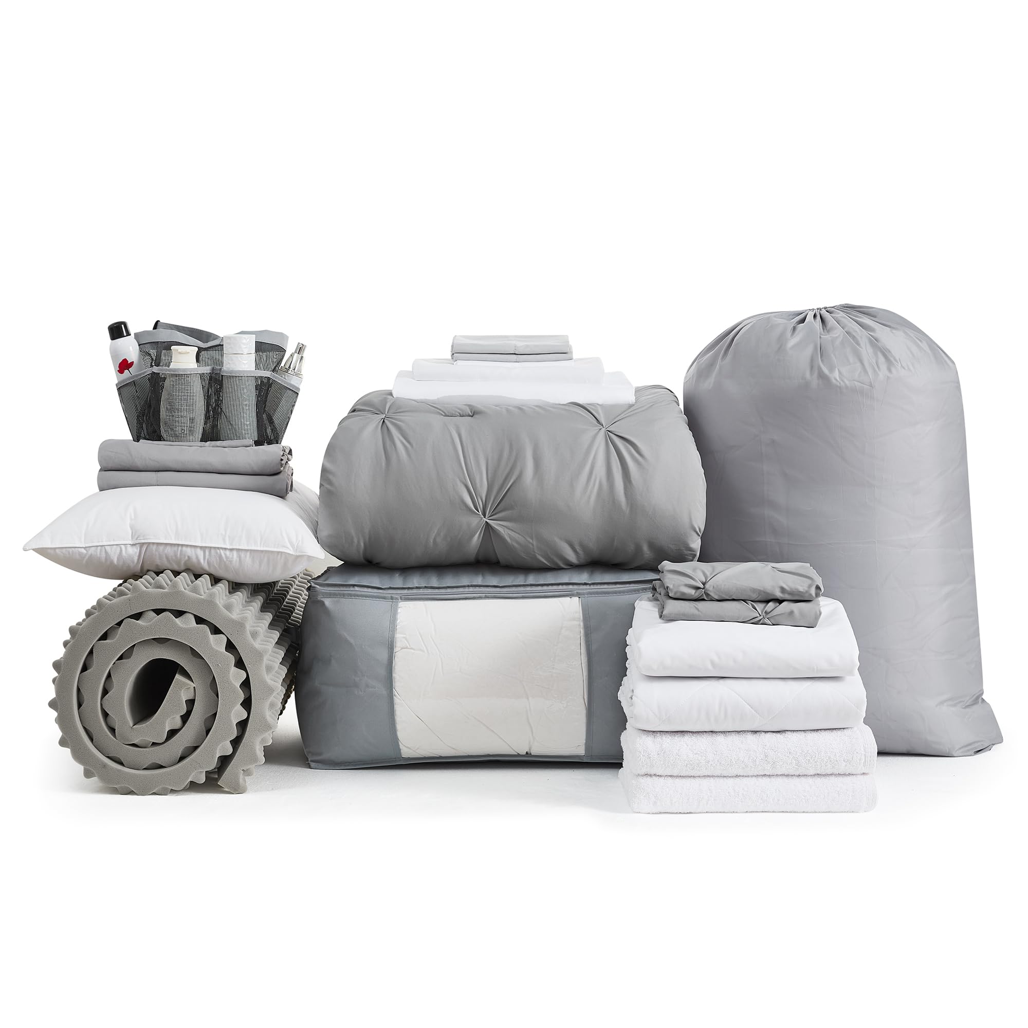 Dorm Bedding Pack - Twin XL Bed in a Bag - Pin Tuck Alloy Color Set