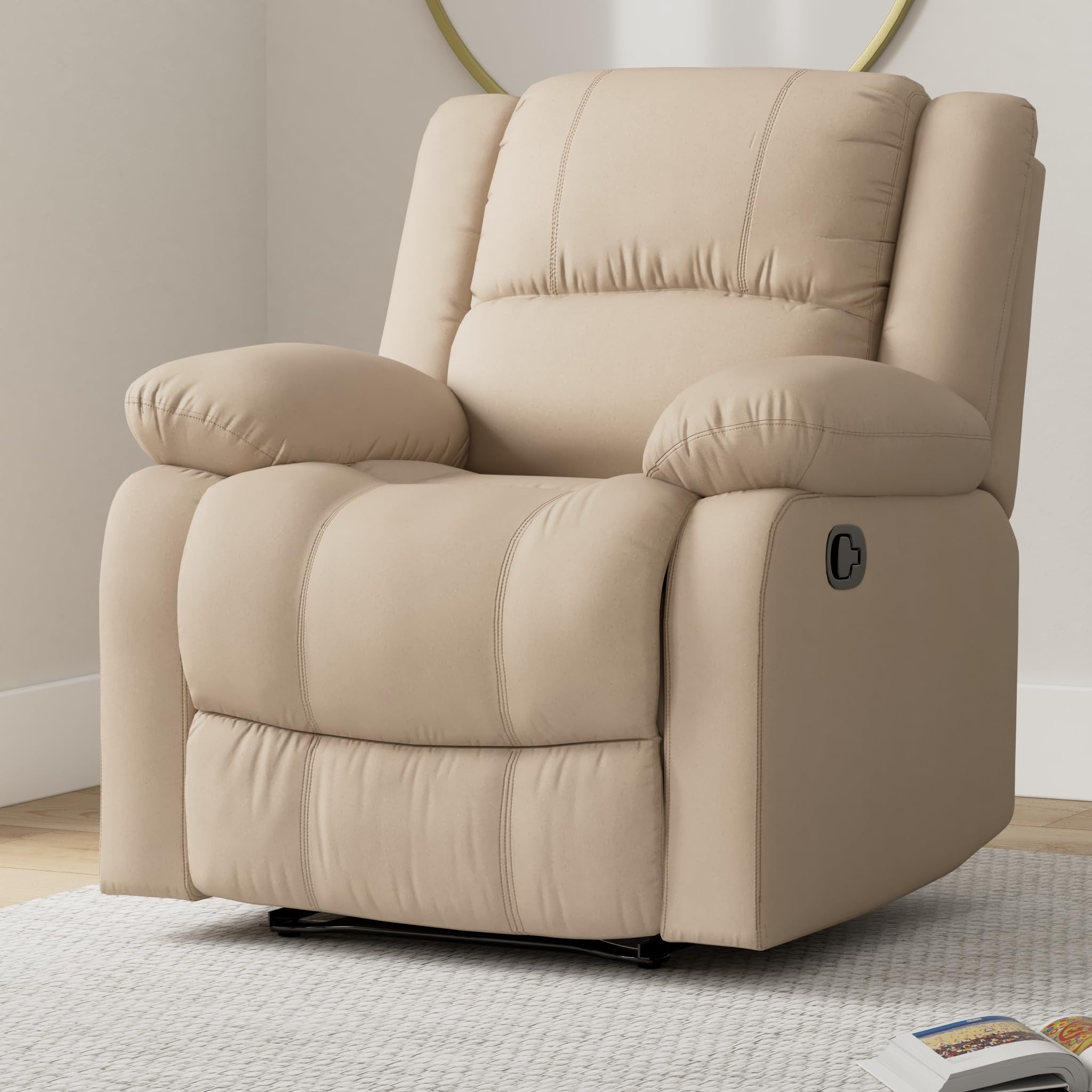 Warren Manual Recliner Microfiber Beige,living room
