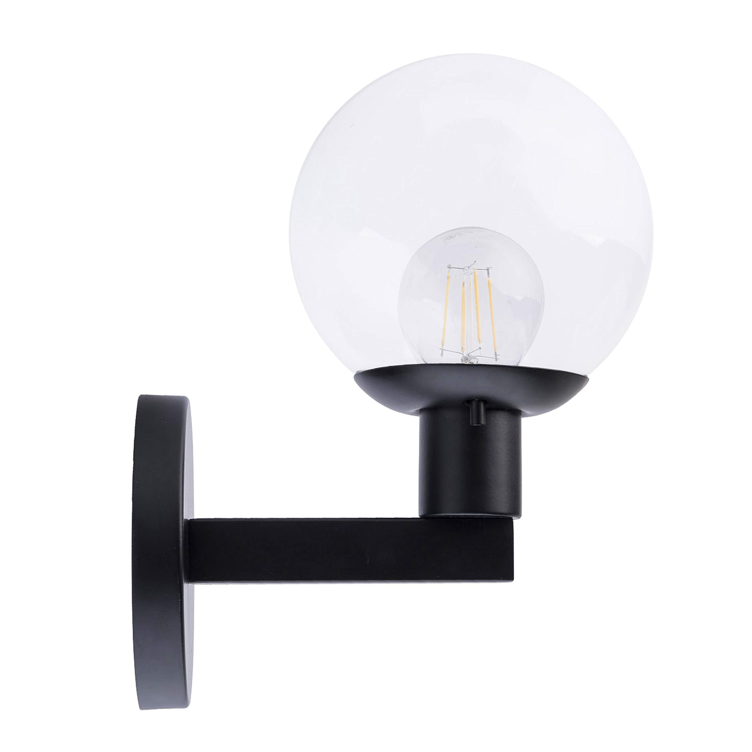 Glass Globe Matte Black Wall Sconce Lighting Sferra Mid Century Modern Sconces Wall