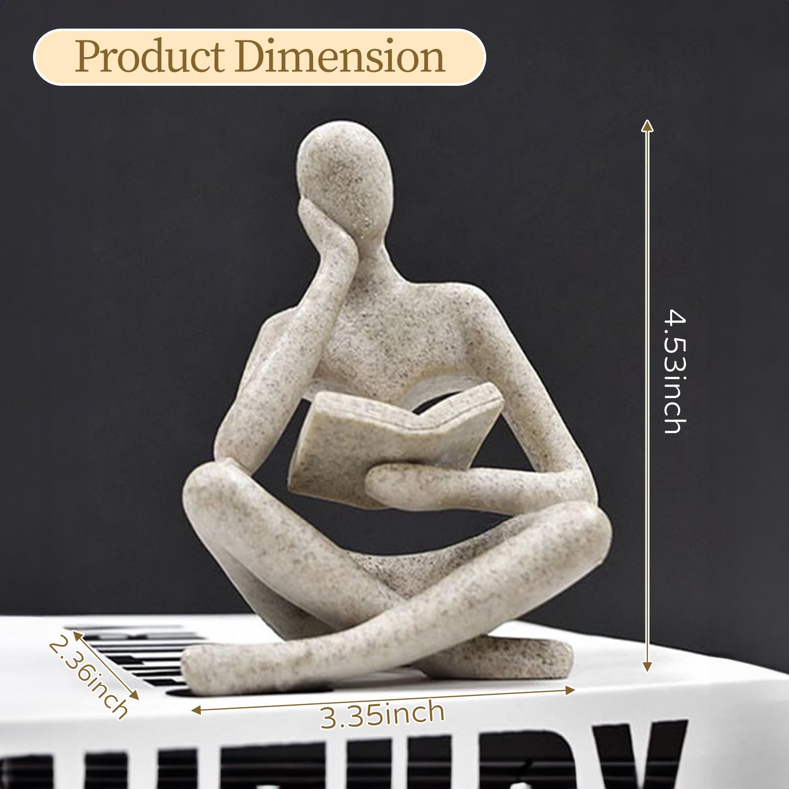 Bookshelf Decor Thinker Statue - Abstract Art Reading Thinker Sculpture Figurine Aesthetic