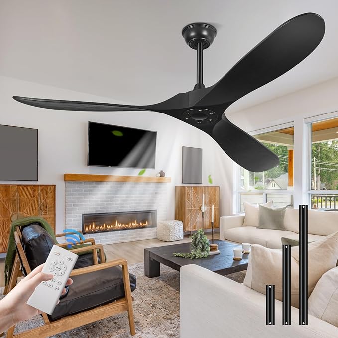 60 Inch Ceiling Fans Without Lights, 60" Outdoor Ceiling Fan No Light with Remote Control