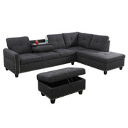 L Shaped Sectional Couches, Modular Sectional Sofa with Ottoman Storage