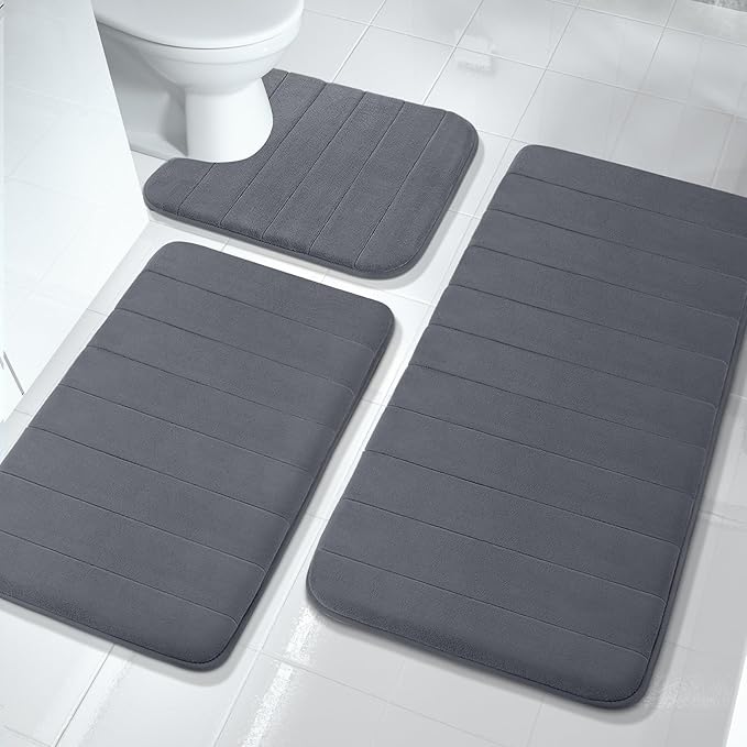 3 Pieces Memory Foam Bath Mat Sets