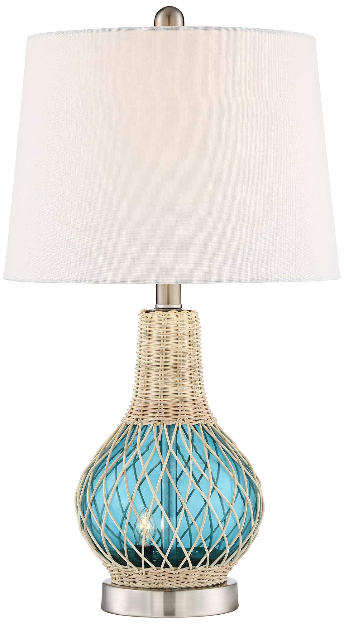 Coastal Natural Cottage Accent Table Lamp with Nightlight LED 22.75" High Rope