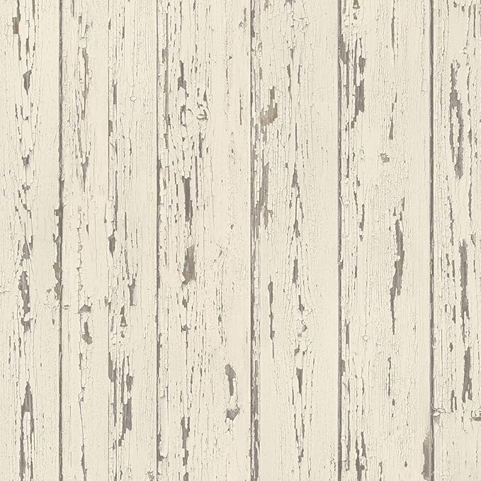 FH37532 Shiplap Prepasted Wallpaper, White, Blue, Turquoise, Cotton, Grey