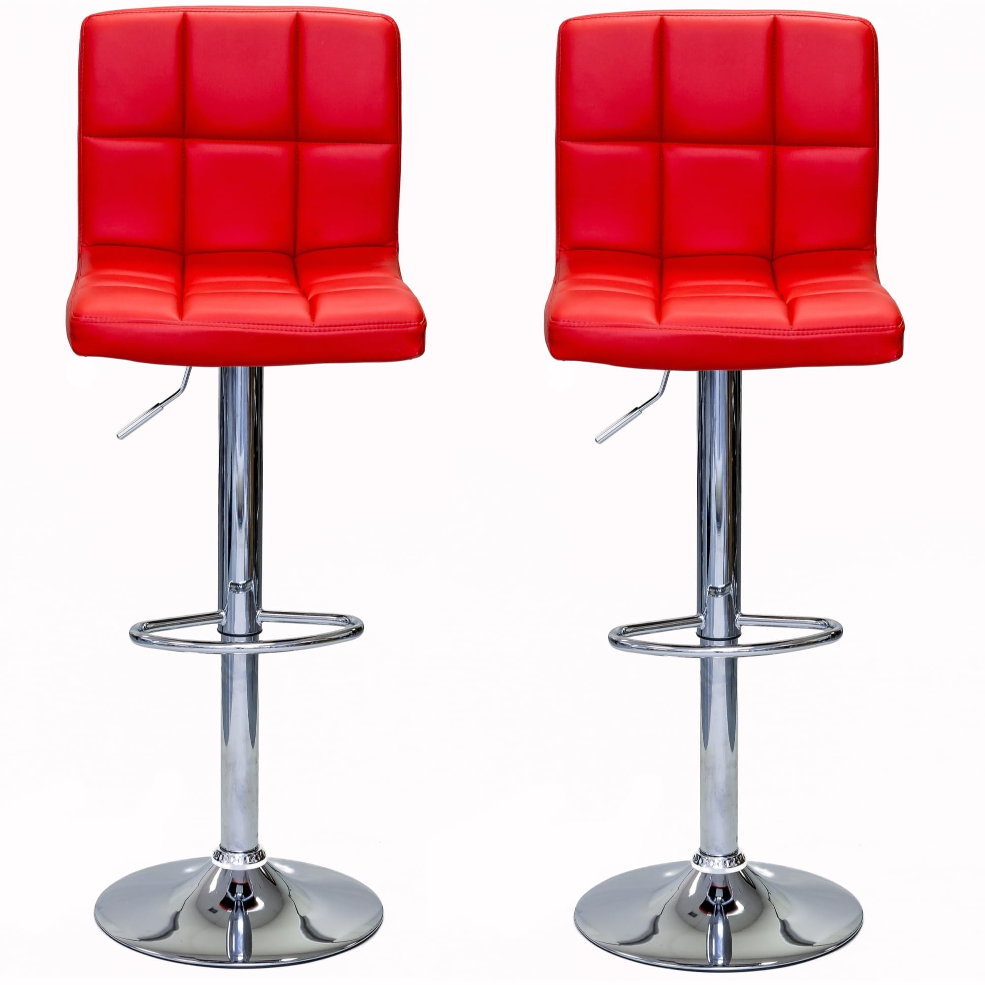 Liberty Swivel Leatherette Adjustable Hydraulic Bar Stool, Set of 2 (RED)