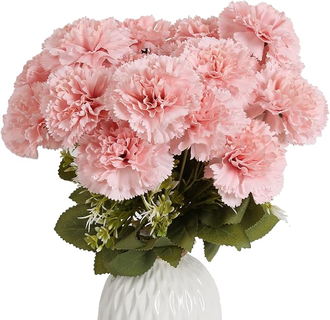 Carnations Artificial Flowers 21 Heads Silk Carnations