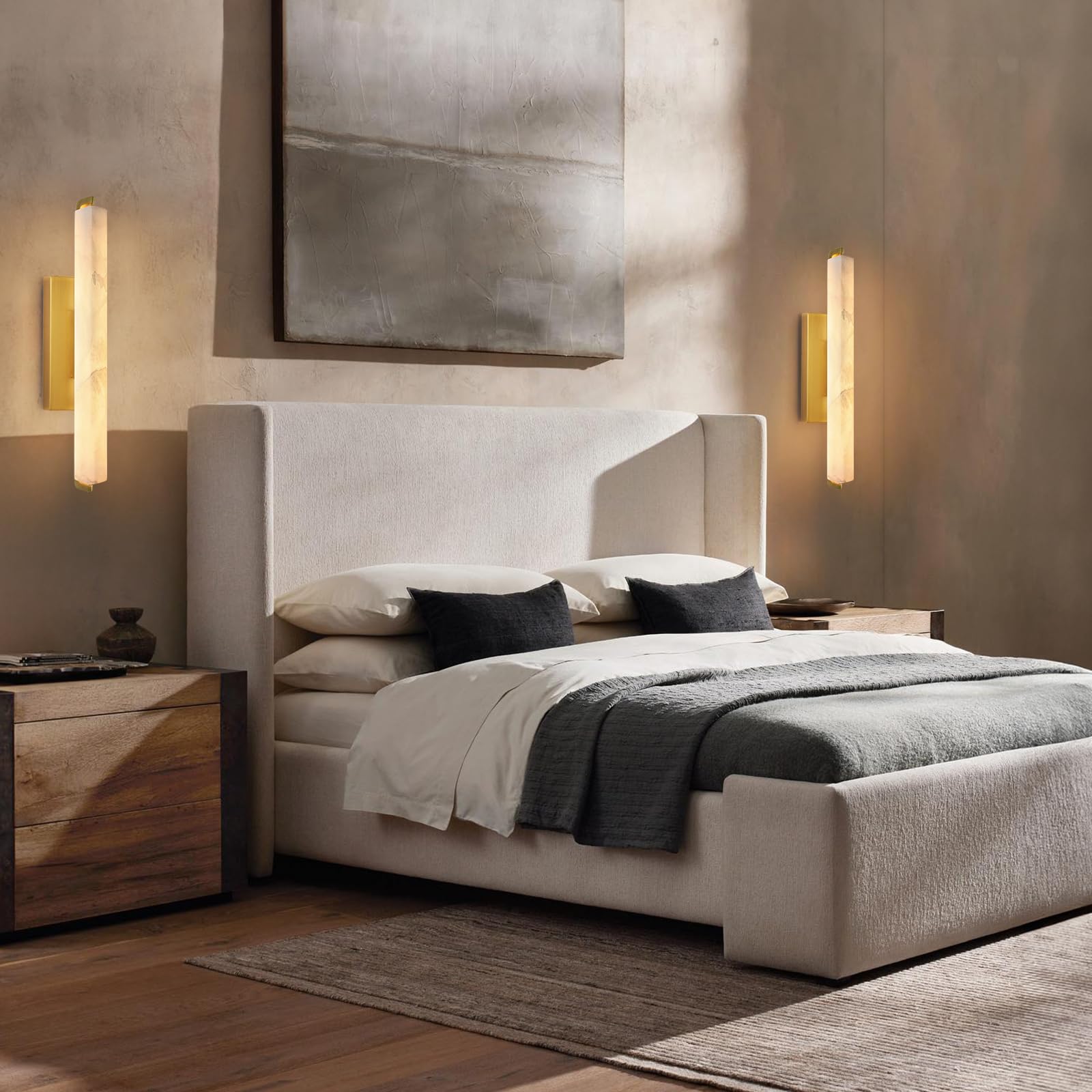 Alabaster Wall Sconce, 19" Natural Marble Wall Sconce