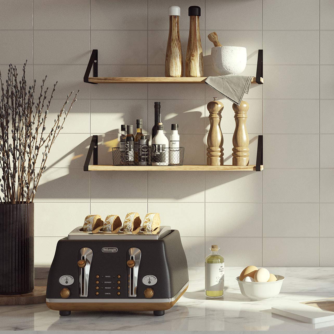 Ponza Floating Shelves for Living Room Wall Decor