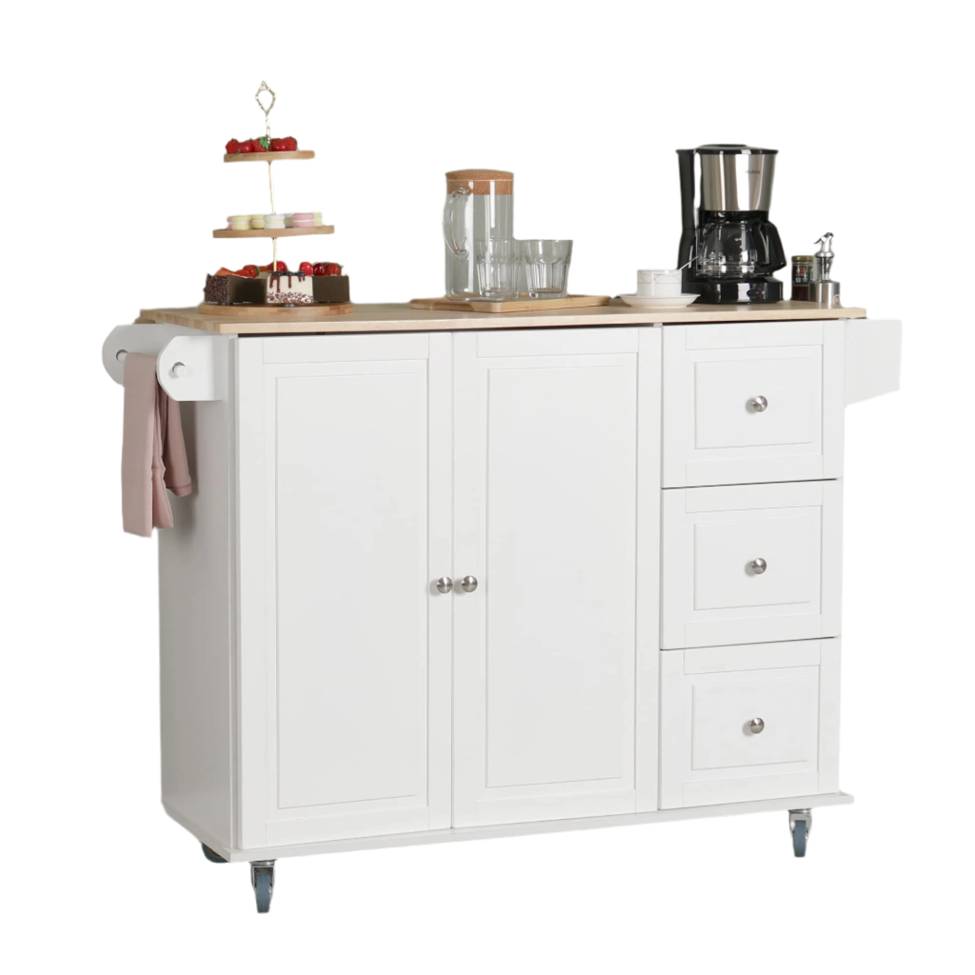 Kitchen Island on Wheels, Portable Rolling Kitchen Cart Storage Cabinet