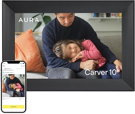 Carver HD WiFi Digital Picture Frame, 10.1”, Add Photos with Aura App