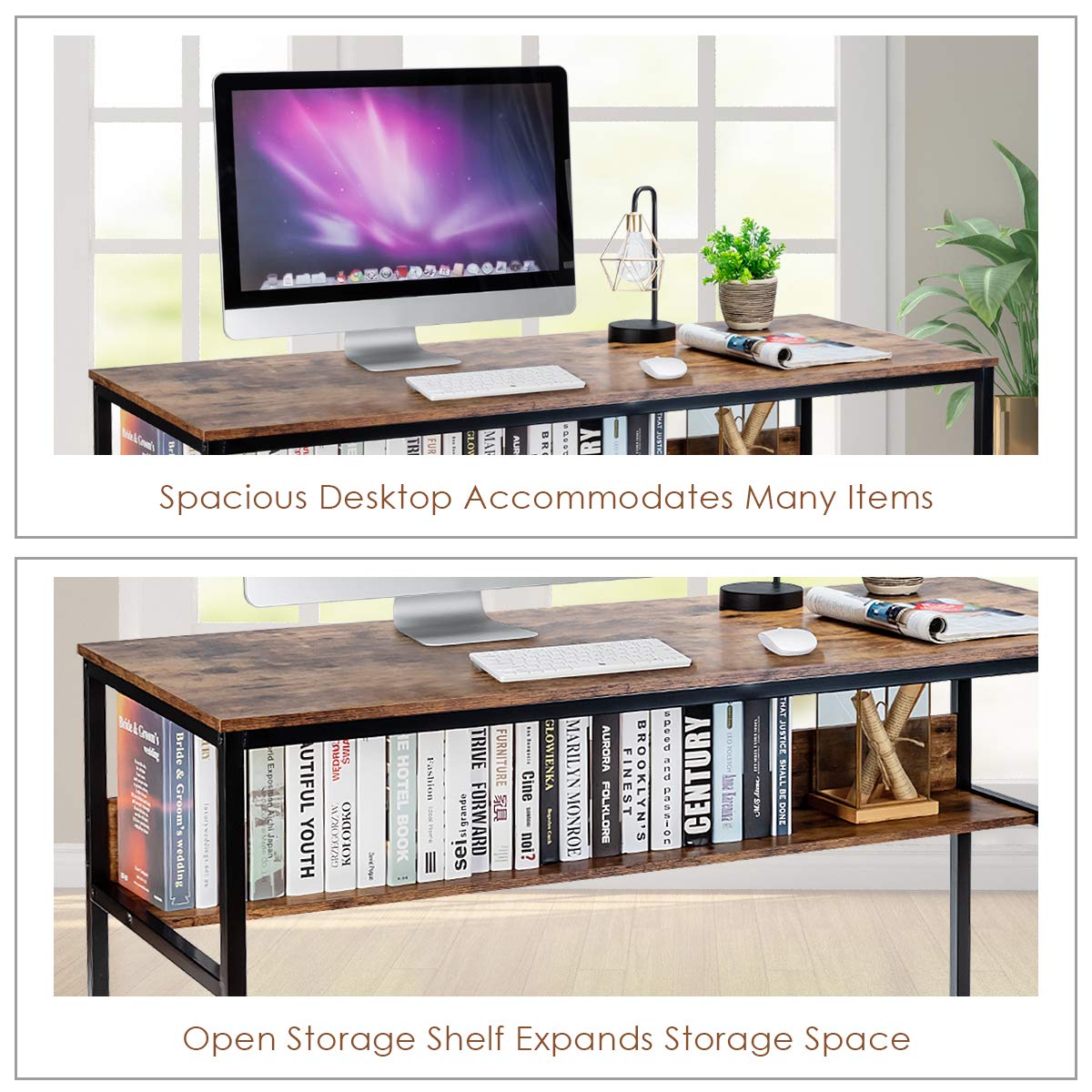 55 Inches Computer Desk with Bookshelf