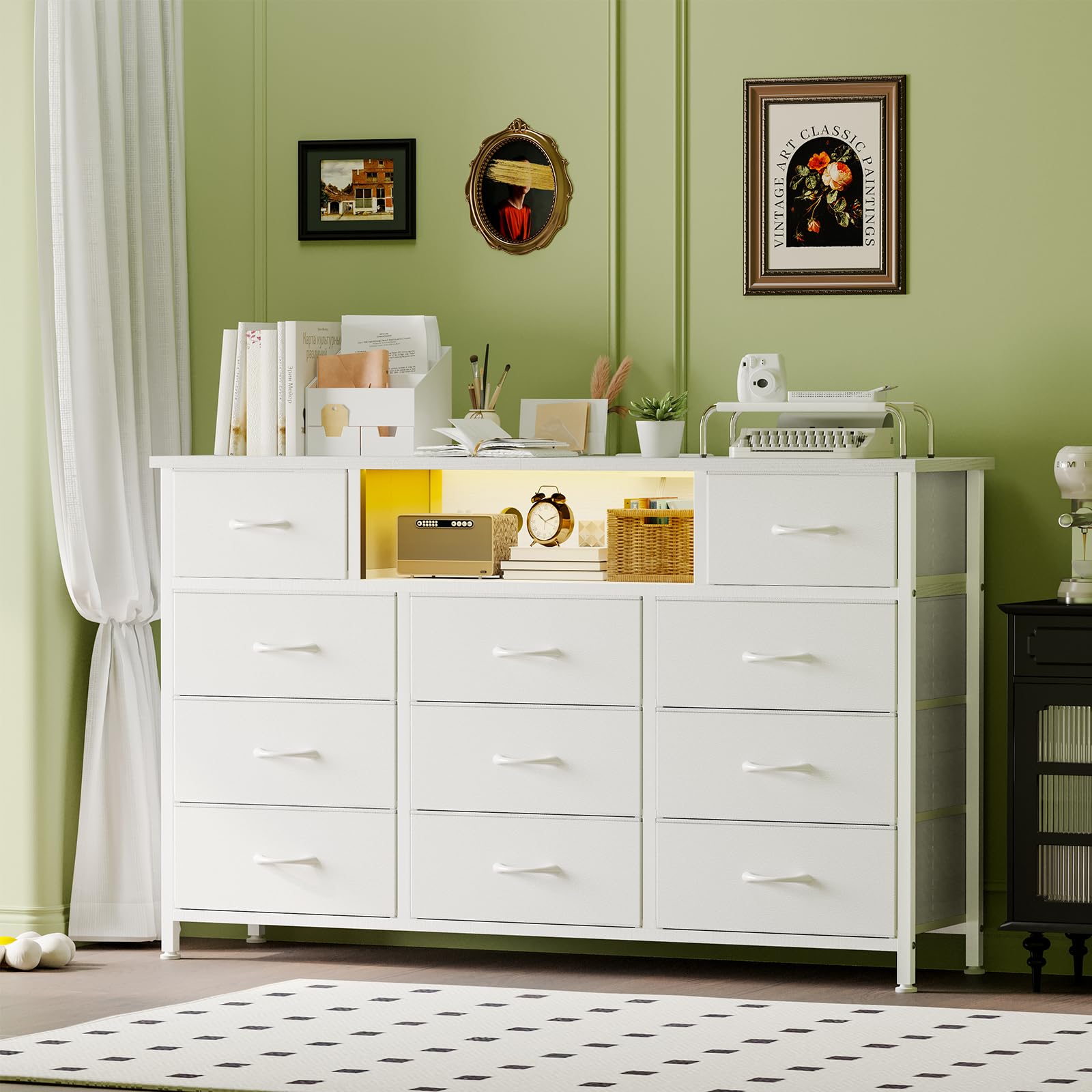 59 Inches Long Dresser White Dresser or Bedroom 65-inch TV Stand