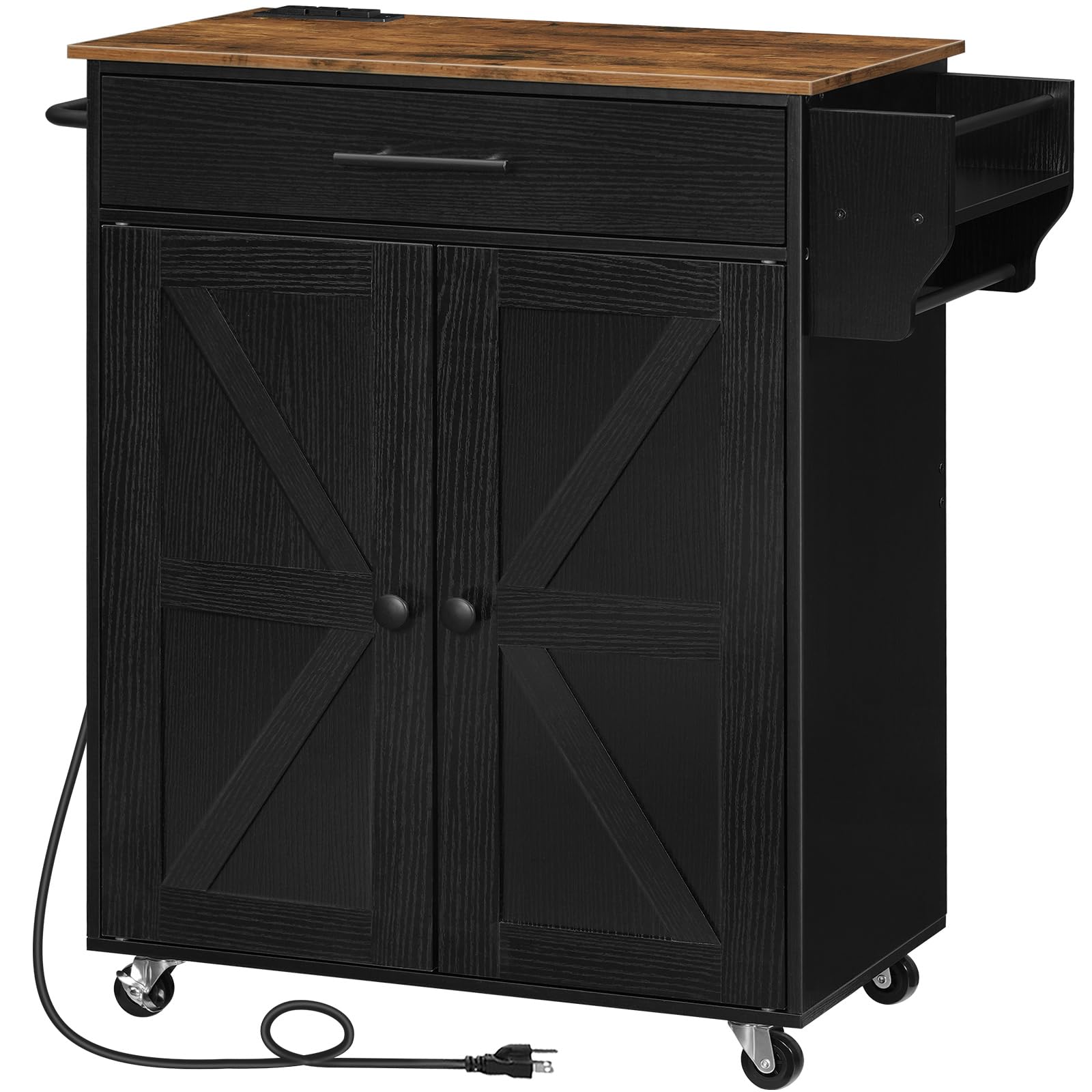 Kitchen Island With Power Outlet, Storage Island With Large Worktop
