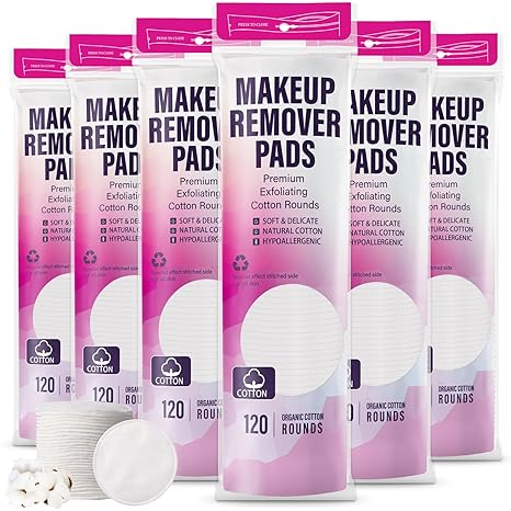 1800 Count Cotton Rounds Bulk Exfoliating Makeup Remover Pads for Face Cotton Facial