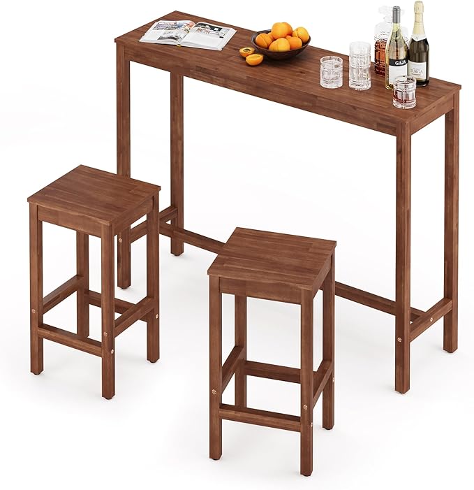 45 inch Bar Table and Chairs Set, Rectangular Counter Height Table Set
