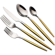 20 Piece Luxury Silverware Set for 4 Golden Handle Mirror-Polished 18/10 Stainless