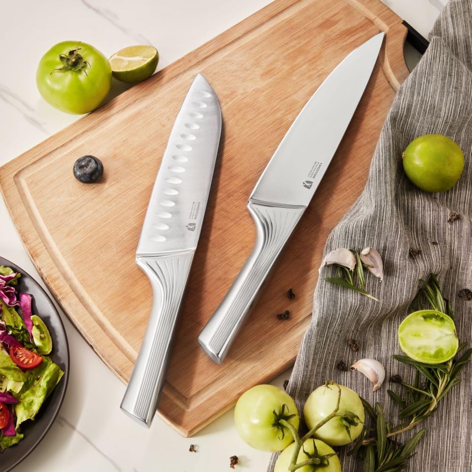 Kitchen Knife Set with Block,14 Pcs German Stainless Steel Knife Set with Built-in Sharpener