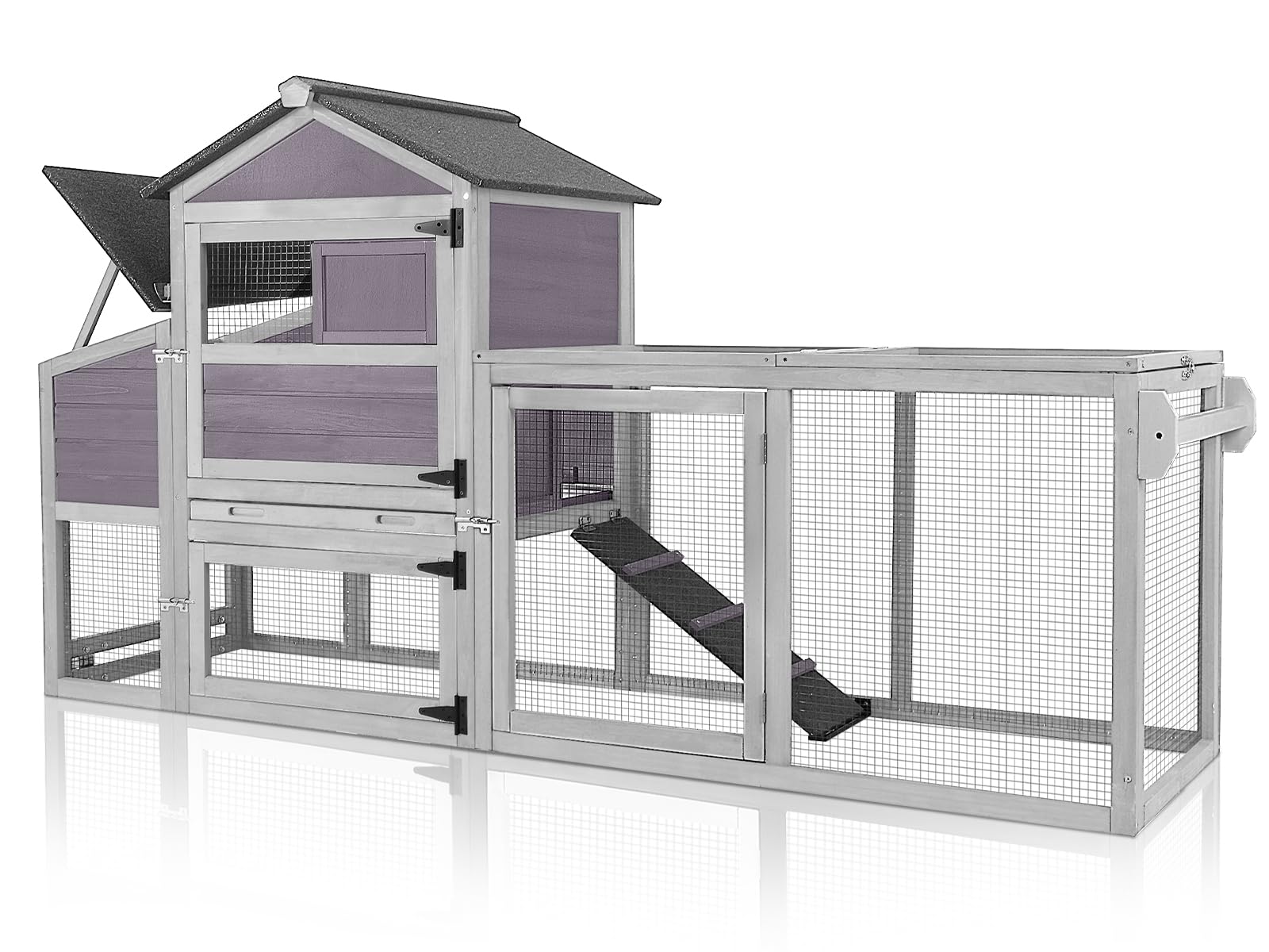 Chicken Coop for Outdoor - Poultry Cage with Wheels, Nesting Box, Leakproof Pull-on Tray