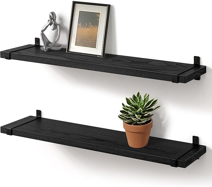 Wood Floating Shelves for Wall 24 Inch Rustic Natural Pine Shelf Industrial Shelving