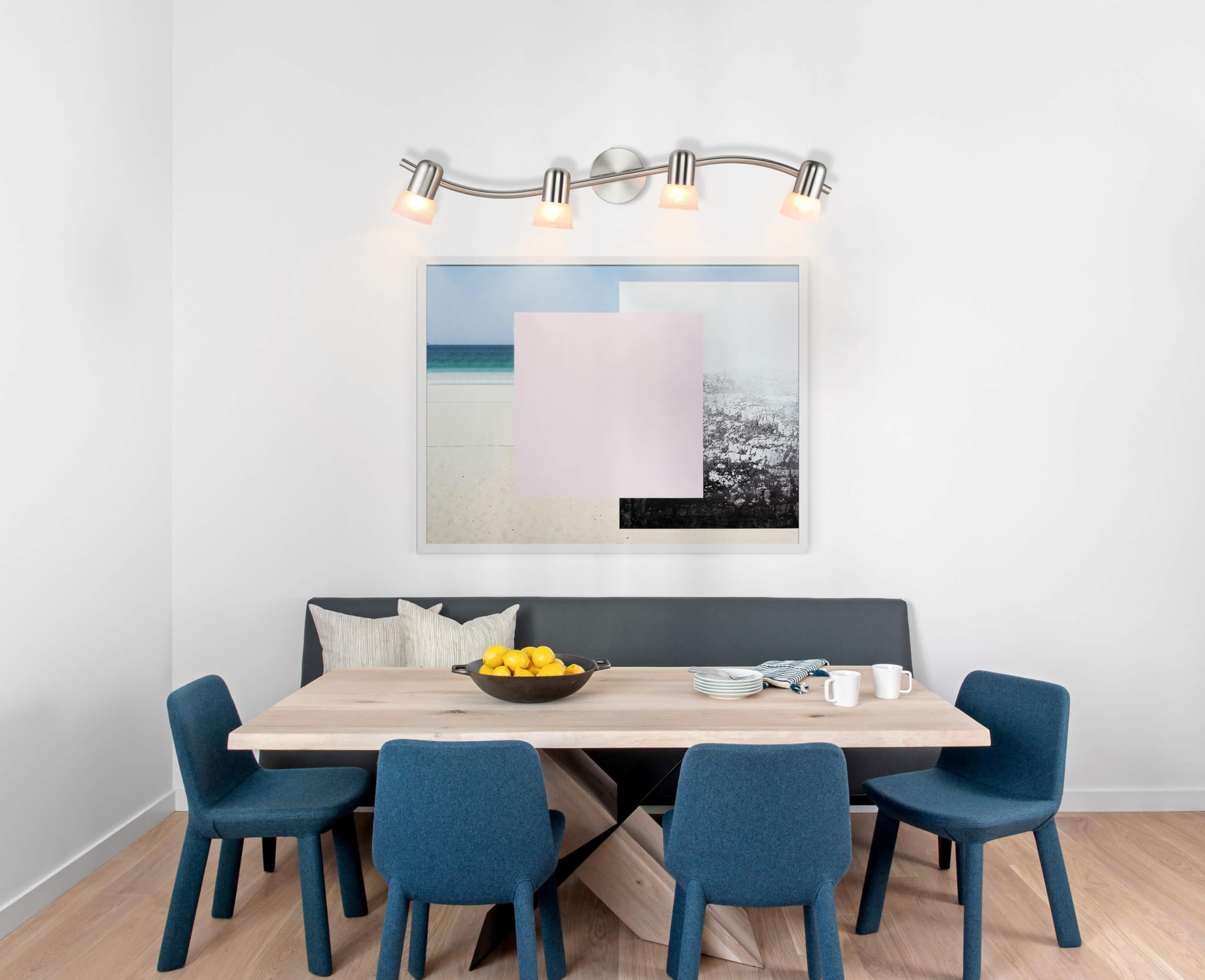 Track Lighting, 4 Light S-Shaped Track Light Bar with Glass