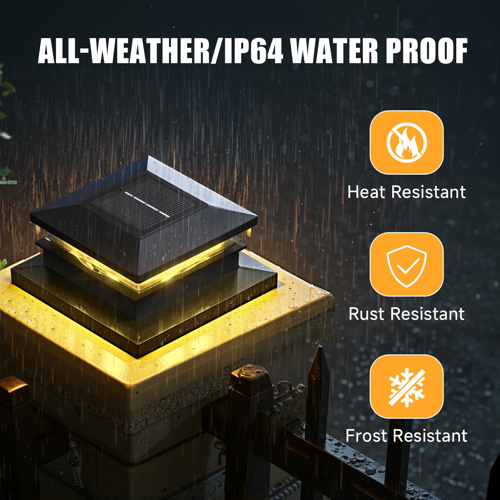 FEACORT Solar Post Cap Lights 12 Pack, Fence Post Solar Lights, Warm White/Cool White Lighting, Black Waterproof Outdoor Post Lights for Garden Patio Porch, 4x4, 5x5 or 6x6 Vinyl/Wooden Posts
