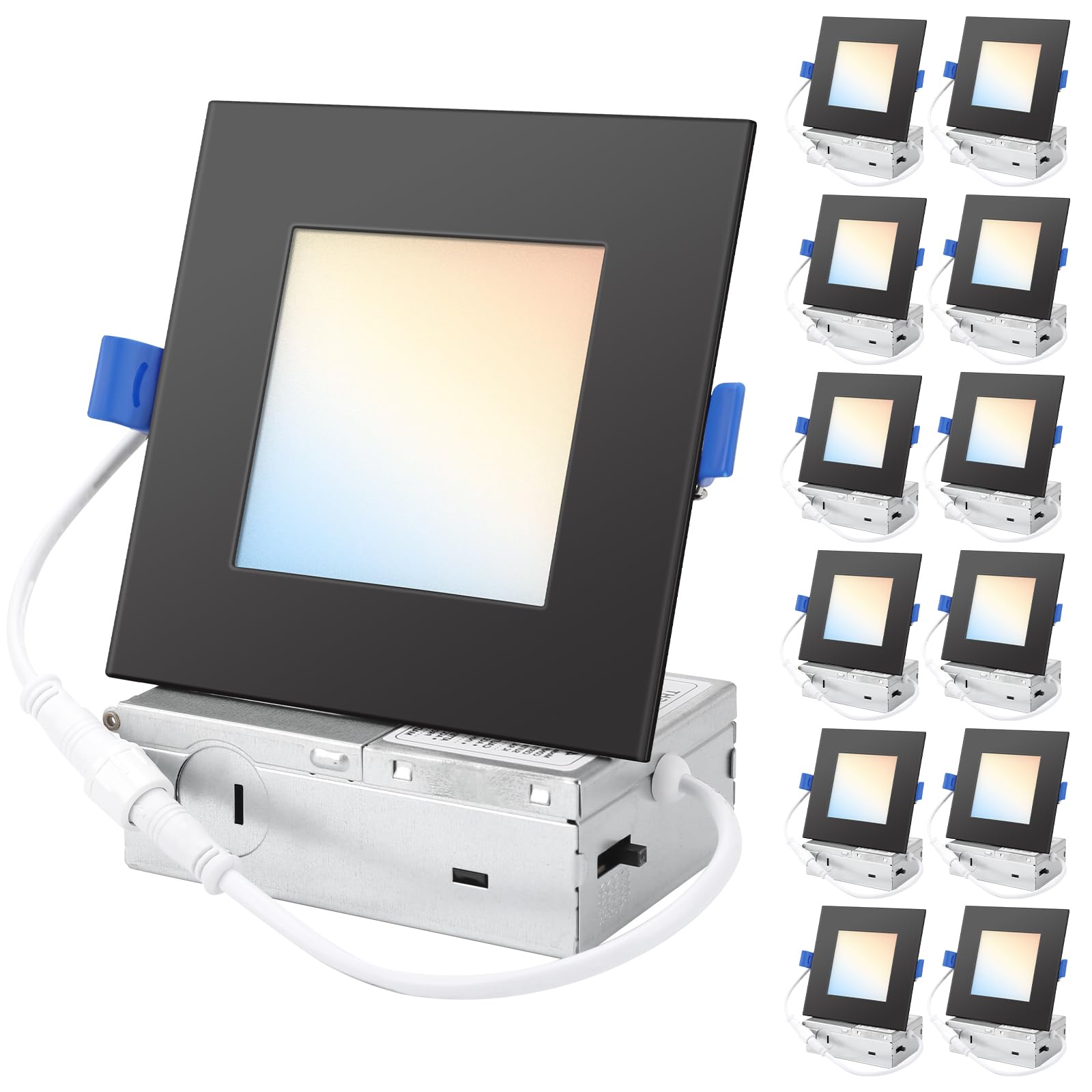 6 Inch Square LED Recessed Lighting, 5CCT Ultra-Thin LED Ceiling Lights