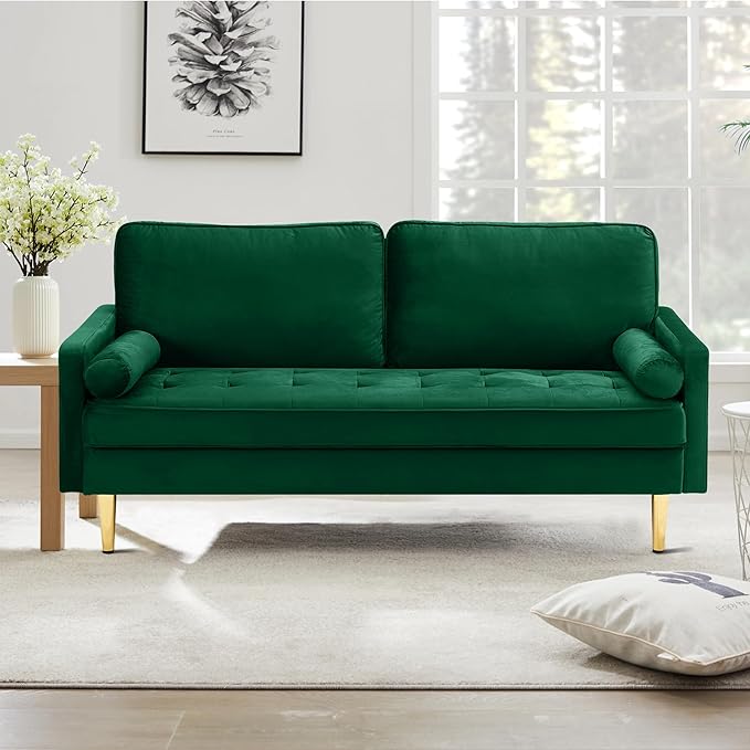 67" Modern Velvet Loveseat Sofa Couch, living room