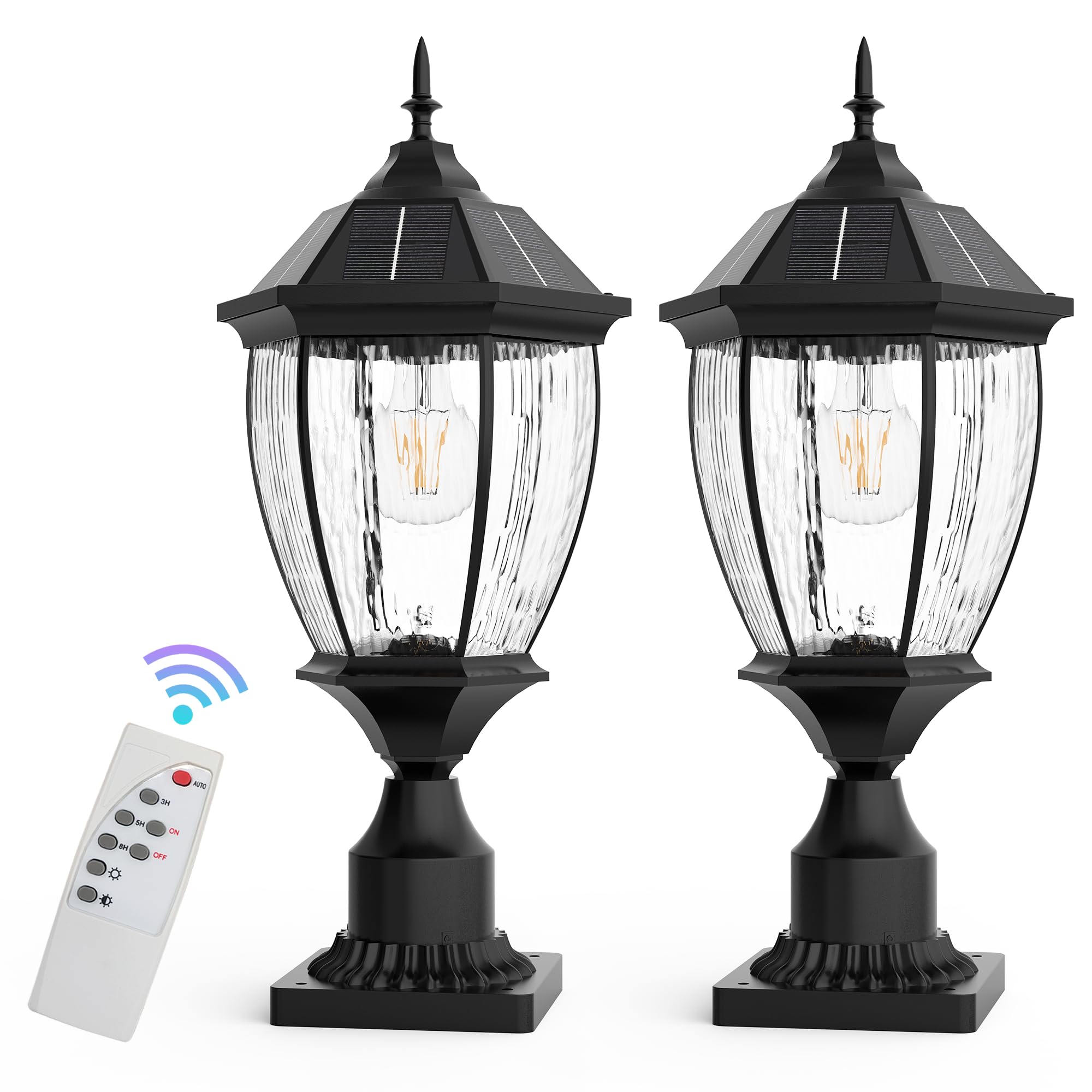 Solar Lamp Post Lights Outdoor Waterproof with Pier Mount Base, 20" H Large