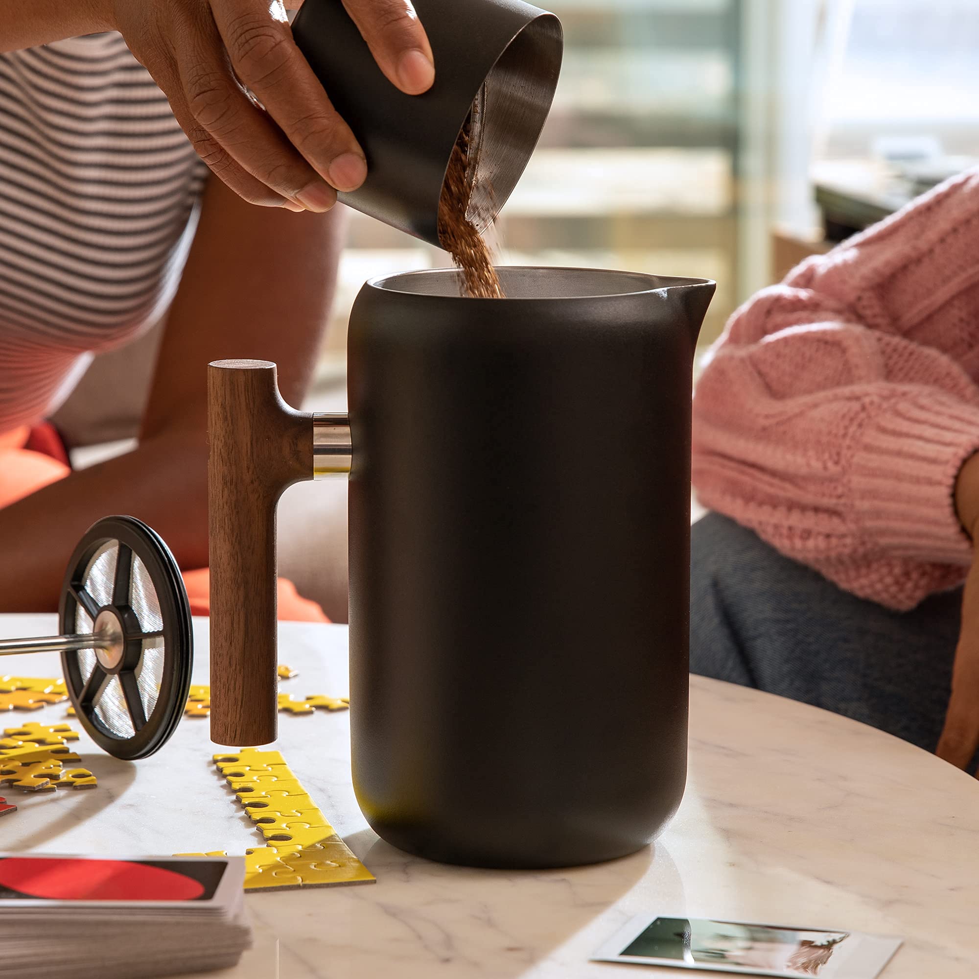 Clara French Press Coffee Maker - Portable Stainless Steel Coffee Press