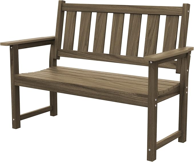 HDPE Memorial Bench – 50'' Weatherproof Durable Outdoor Bench, 2-Person Park Bench