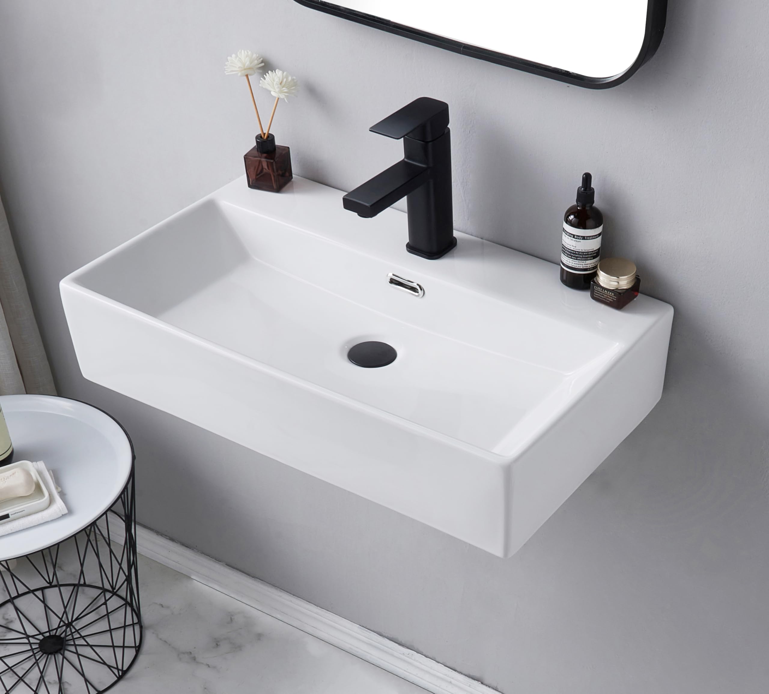 Sink, DeerValley, 21”x18”Rectangular Drop-in Sink for Bathroom Ceramic Vessel Sink