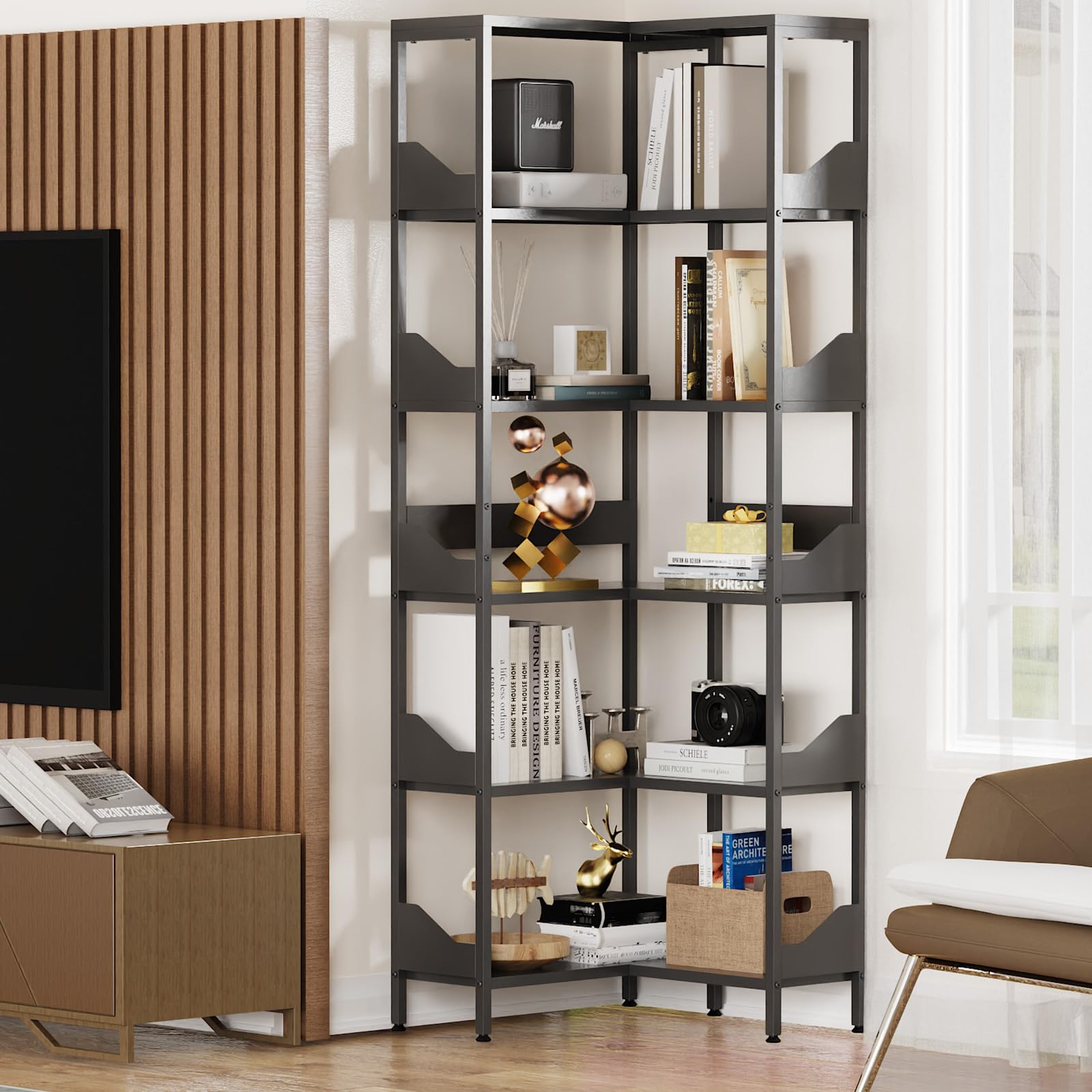 Metal Corner Bookshelf for Space Management