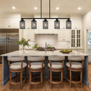 Kitchen Island Lighting,5-Light Dining Room Light Fixture Over Table,Black Linear Chandelier