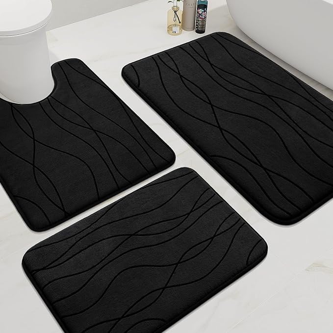 Memory Foam Bathroom Rug Sets 3 Piece