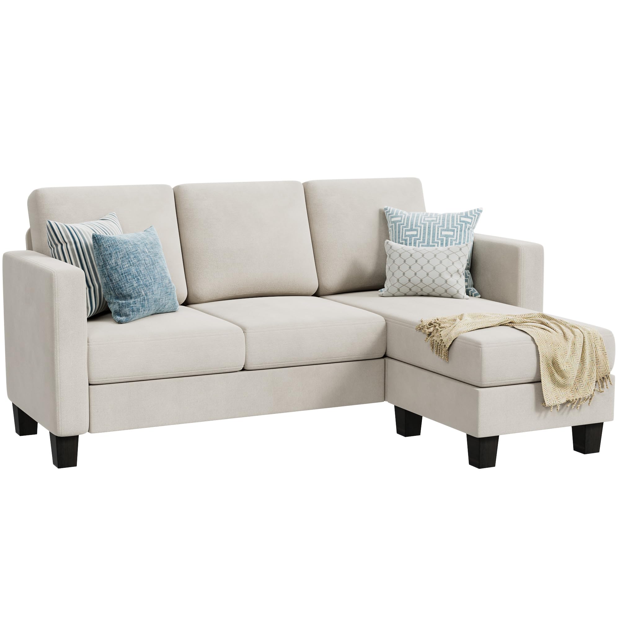 Convertible Sectional 3 L-Shaped Couch Soft Seat with Modern Linen Fabric
