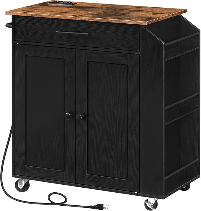 Kitchen Storage Island with Spice Rack and Drawer, Rolling Kitchen on Wheels