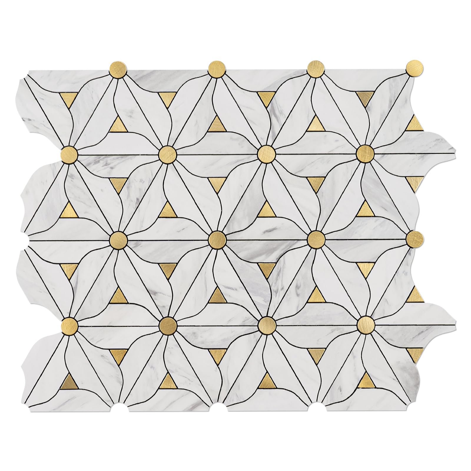 Petal Peel and Stick Backsplash, 10-Sheet Peel and Stick Wall Tiles PVC Mixed Metal