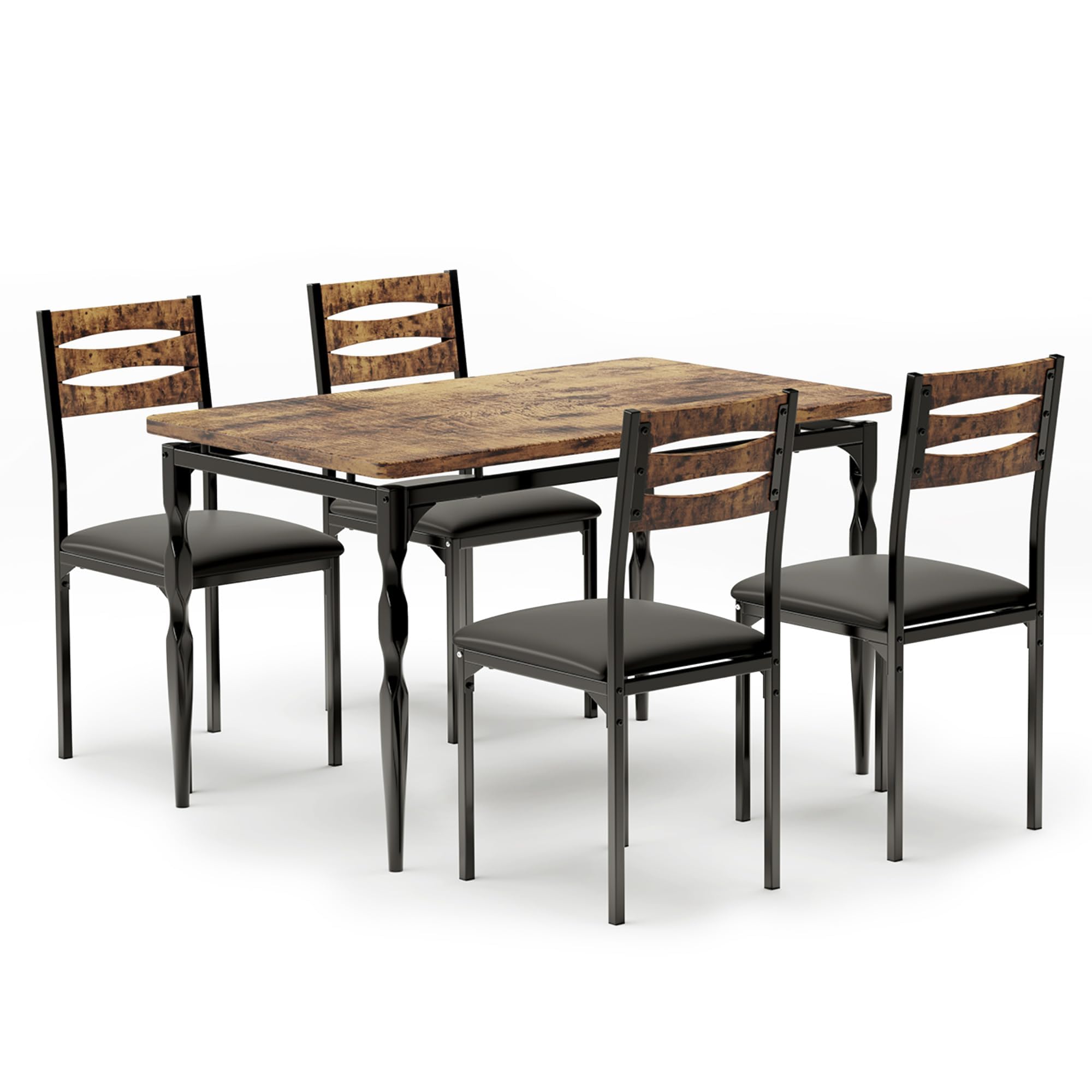 Table Set, 5 Piece Industrial Farmhouse Dining Set for 4