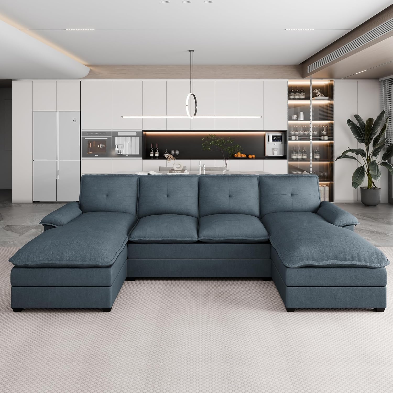 110" Sectional Couches for Living Room, U-Shaped Couch 4 Seat Sofas