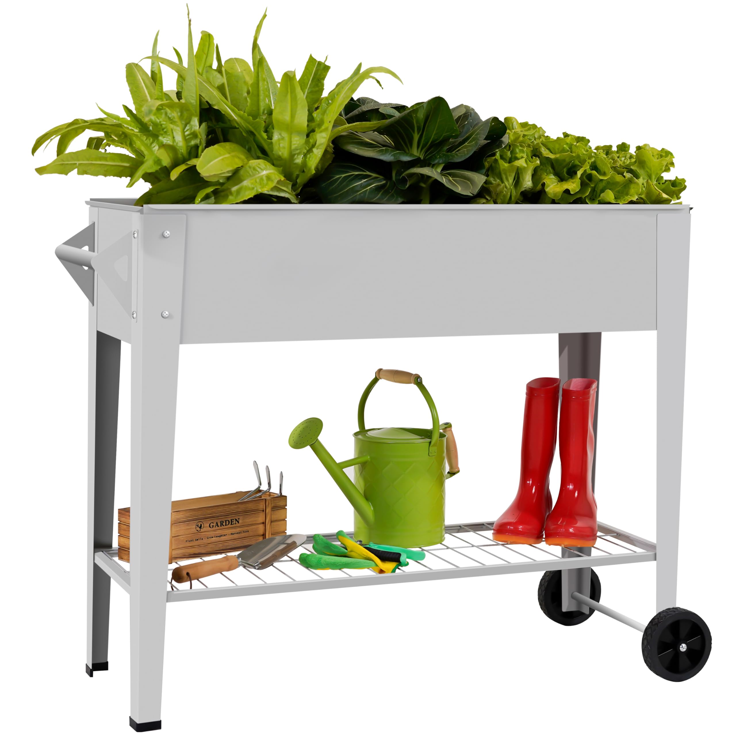 Elevate Herb Garden Planter Box Outdoor Raised Planter Box with Legs On Wheels